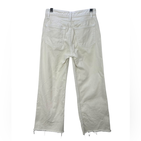 Reformation Fawcett Crop Wide Leg Jeans Size 24 Ivory Raw Hem - Picture 3 of 11